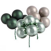 Artikel Kerstballen op draad van glas groen grijs Ø40mm 32 st