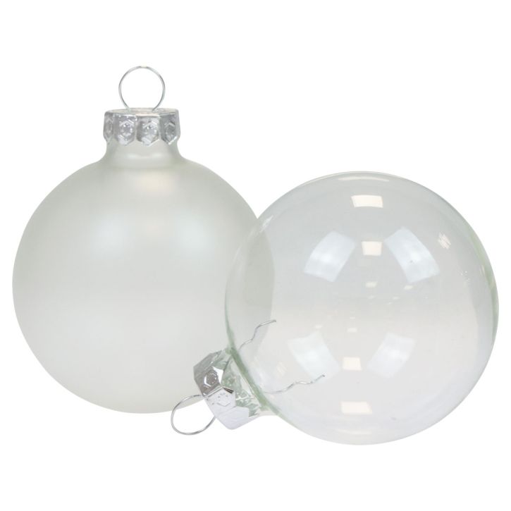 Kerstballen glas helder ondoorzichtig kerstboomballen Ø6cm 6st