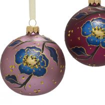 Artikel Kerstballen glas paars kerstboomballen bloem Ø8cm 6st