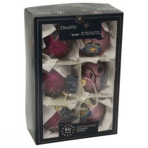 Artikel Kerstballen glas paars kerstboomballen bloem Ø8cm 6st