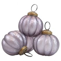 Kerstballen glas paars kerstboomballen vintage Ø6cm 4st