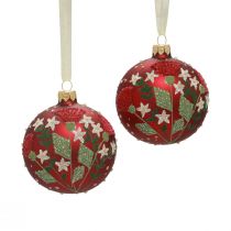 Artikel Kerstballen glas rood kerstboomballen weide Ø8cm 6st