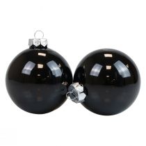 Artikel Kerstballen glas zwarte boomballen glanzend Ø7,5cm 12 stuks