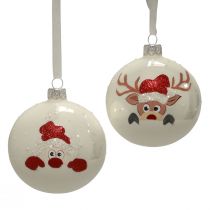 Artikel Kerstballen glas wit kerstboomballen winter Ø8cm 6st