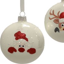 Kerstballen glas wit kerstboomballen winter Ø8cm 6st