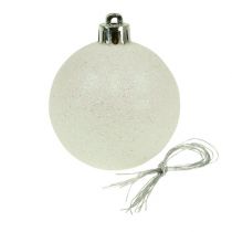 Kerstballen kunststof wit parelmoer Ø6cm 10st