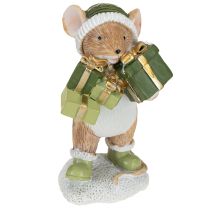 Artikel Kerstmuizen decoratie muis groen bruin H8cm 2 stuks