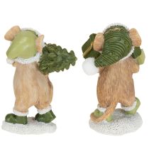 Artikel Kerstmuizen decoratie muis groen bruin H8cm 2 stuks