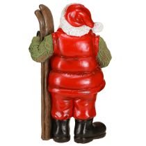 Artikel Decoratiefiguur van de Kerstman met ski, geschilderd 14×10,5×24,5 cm