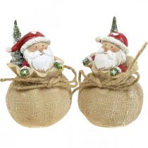 Artikel Decoratief figuur Kerstman in zak Kerstdecoratie Ø8cm/H13cm 2 st