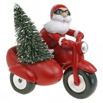 Decoratief figuur Kerstman op motor met dennenboom 19,5×13×16cm