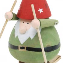 Artikel Kabouter op ski's decoratief figuur hout Kerstkabouter figuur H13cm
