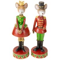 Artikel Kerstmuis decoratie figuren 14,5cm rood-groen 2 stuks