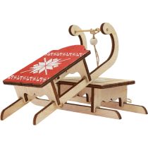 Artikel Kerstslee decoratieve slee hout 16x6x5cm 3st