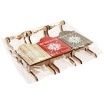 Artikel Kerstslee decoratieve slee hout 16x6x5cm 3st