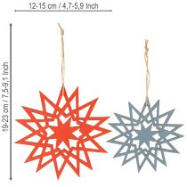 Artikel Kerstster houten decoratie om op te hangen Ø12/15cm 8 stuks