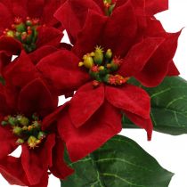 Artikel Kunstkerstster rode zijden bloemen decoratie 6 stuks in een bos