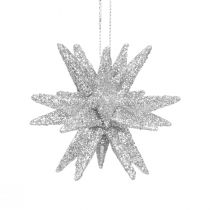 Artikel Kerststerren kerstversiering zilver glitter Ø7cm 6 st