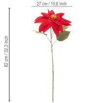 Artikel Kunstmatige rode poinsettia met enkele steel, decoratie, 82 cm
