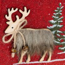 Artikel Kersttas rood met bont 15,5cm x 18cm 3 st