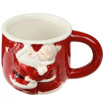 Artikel Kerstbeker keramiek Kerstpaar rood wit H8,5cm 2st
