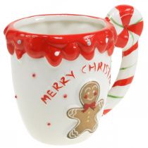 Artikel Kerstbeker Merry Christmas wit keramiek H10,5cm
