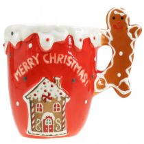 Artikel Kerstbeker Merry Christmas rood keramiek H10,5cm