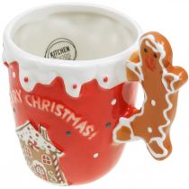 Artikel Kerstbeker Merry Christmas rood keramiek H10,5cm