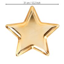 Artikel Kerstbord ster decoratiebord goud kunststof Ø31cm