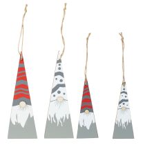 Artikel Kerstkabouters hout om op te hangen grijs rood 15/19,5cm 8 stuks