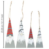 Artikel Kerstkabouters hout om op te hangen grijs rood 15/19,5cm 8 stuks