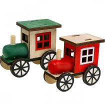 Artikel Kersttrein spoorwegdecoratie houten locomotief H7,5cm 4 stuks