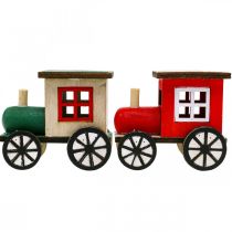 Artikel Kersttrein spoorwegdecoratie houten locomotief H7,5cm 4 stuks
