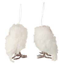 Artikel Witte uil decoratie om op te hangen uilenkuikens wit 12cm 2st