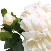 Witte rozen kunstroos groot met drie knoppen 57cm