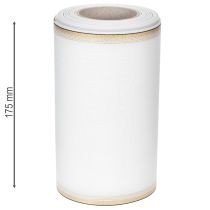 Artikel Wit moiré kranslint met gouden parelrand, 175 mm - Elegant lint voor decoratie en bloemschikken.
