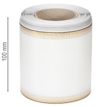 Artikel Wit moiré kranslint met parelrand en taftafwerking, decoratief lint, rouwlint, breedte 100 mm, lengte 25 m