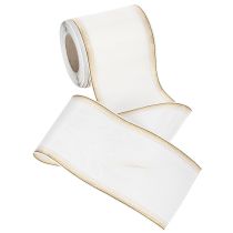 Artikel Wit moiré kranslint met parelrand en taftafwerking, decoratief lint, rouwlint, breedte 100 mm, lengte 25 m