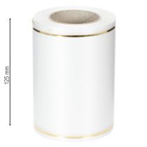 Artikel Wit kranslint met gouden rand, geschikt voor computerbedrukking, satijnen lint, waterdicht, 25 m x 125 mm