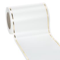 Artikel Wit kranslint met gouden rand, geschikt voor computerbedrukking, satijnen lint, waterdicht, 25 m x 125 mm