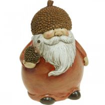 Imp figuur met eikel en egel decoratieve figuur herfst bruin H19cm