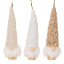 Artikel Decoratieve kabouterfiguur met baard om op te hangen, 17 cm, 6 stuks
