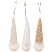 Artikel Decoratieve kabouterfiguur met baard om op te hangen, 17 cm, 6 stuks