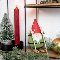 Artikel Kabouter op ski&#39;s decoratief figuur hout Kerstkabouter figuur H13cm