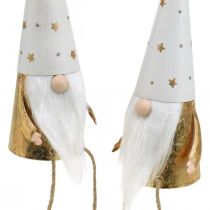 Artikel Kabouter Kerstdecoratiefiguur wit, goud Ø6,5cm H22cm 2 st
