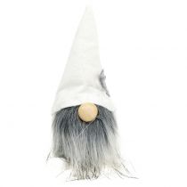 Artikel Kerstelfen met baard wit, grijs 12cm 4 st