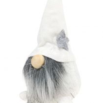 Artikel Kerstelfen met baard wit, grijs 12cm 4 st