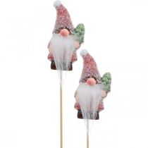 Decoratieve kabouter kerstman sierpluggen kerst 10cm 4st