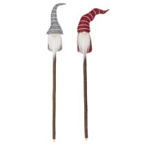 Artikel Decoratieve kabouterfiguur met gestreepte hoed op houten stok, 46 cm, 6 stuks