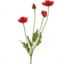 Kunst klaproos rode bloem met 4 klaprozen H60cm